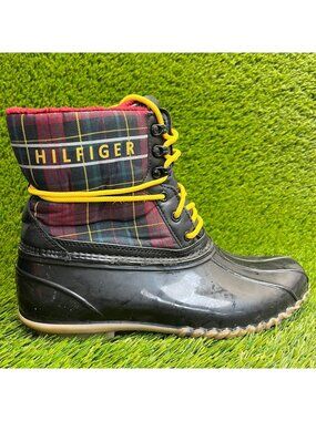 Tommy Hilfiger Hessa Womens Size 11M Black Red Waterproof Snow Rain Duck Boots